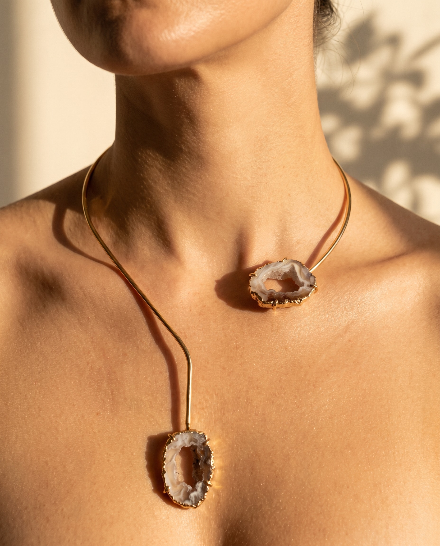 Choker Ágata Natural, detalhe da pedra