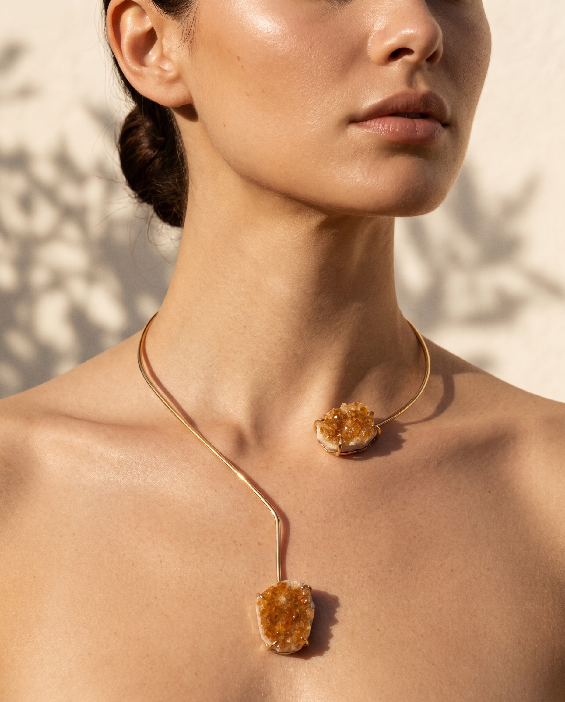 Choker Citrino, detalhe da pedra